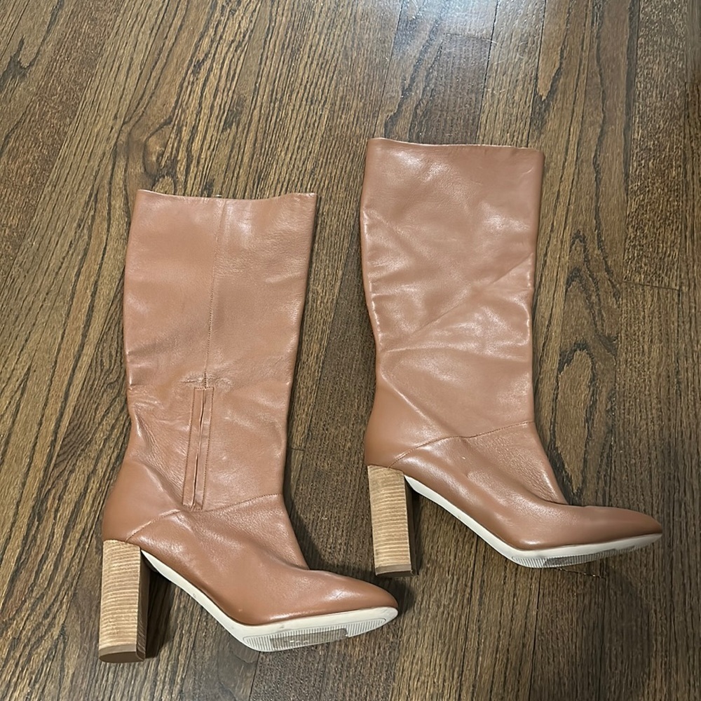 Cole Haan Glenda Grand OS Leather Congac Brown Pull On Knee High Boots Size 10